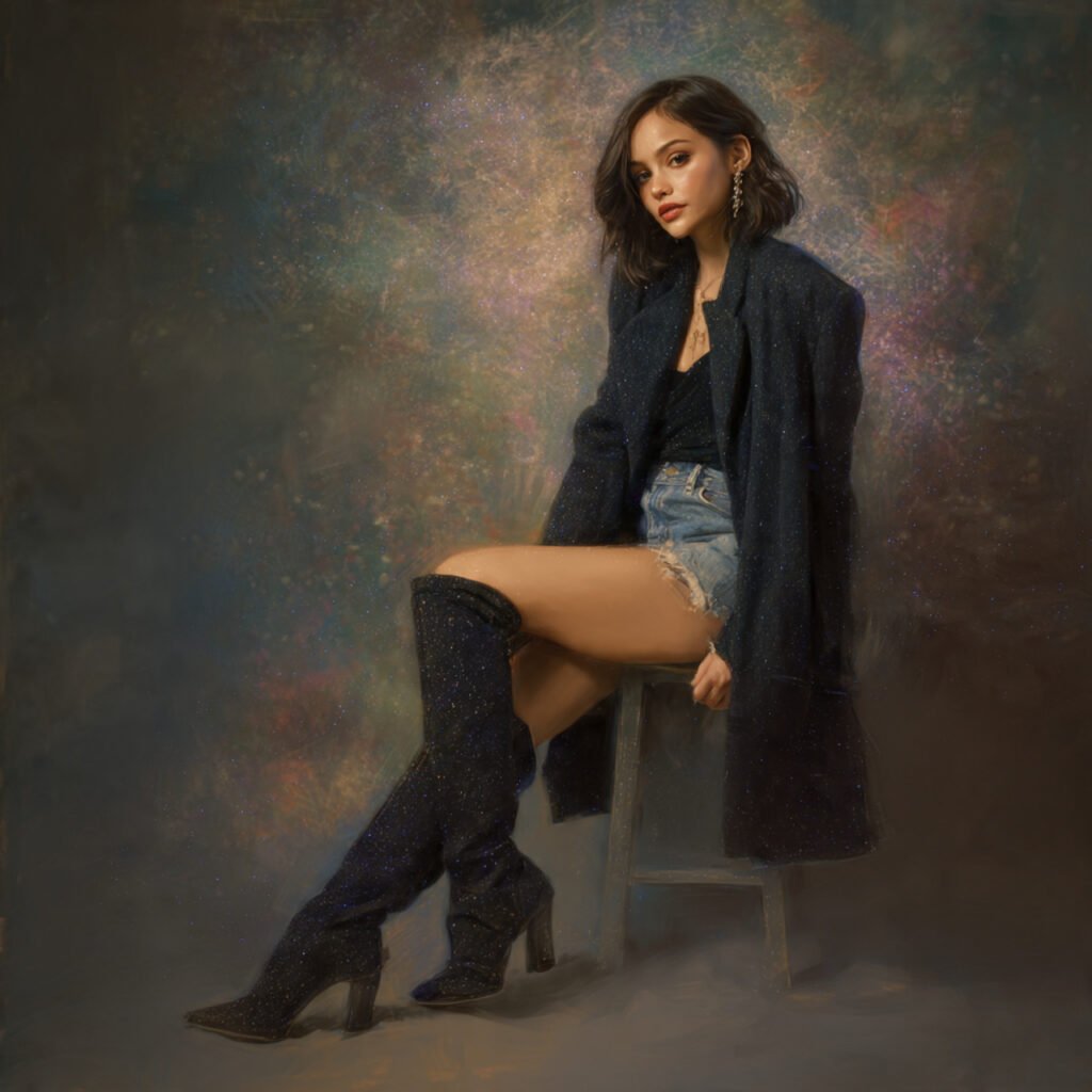 a beautiful girl in dark denim