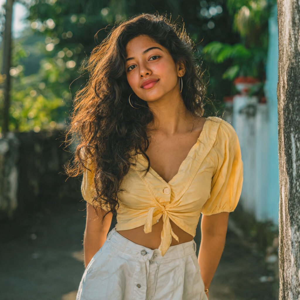 a beautiful woman wearing butter yellow top