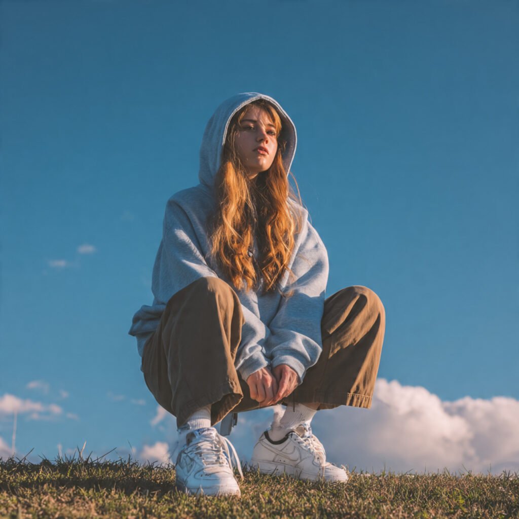 Comfy School Outfits: 15 Easy, Cute Looks That Stay Comfortable from First Period to Last 1 a girl on oversized hoodie straight leg