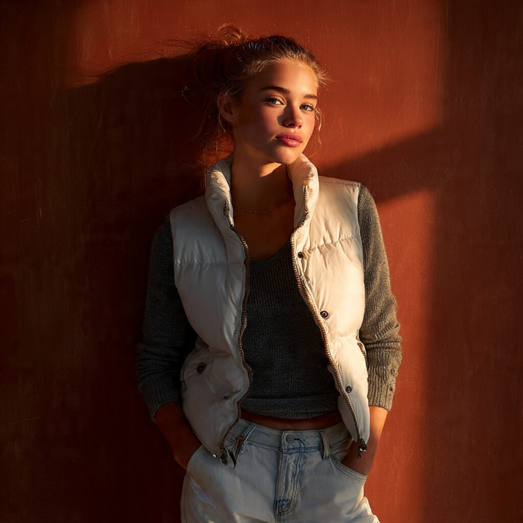 Comfy School Outfits: 15 Easy, Cute Looks That Stay Comfortable from First Period to Last 6 a girl on puffer vest long sleeve