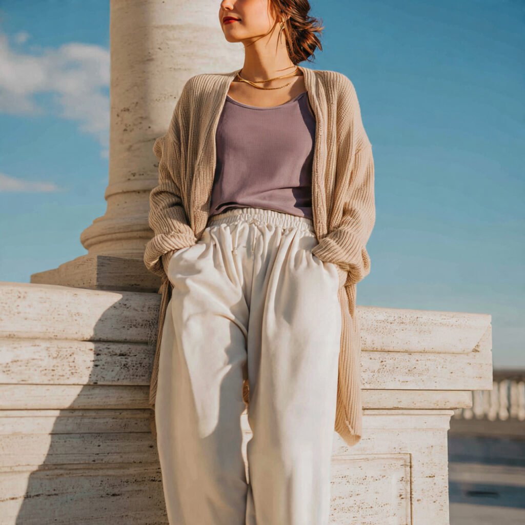 Comfy School Outfits: 15 Easy, Cute Looks That Stay Comfortable from First Period to Last 2 a girl on ribbed tank soft