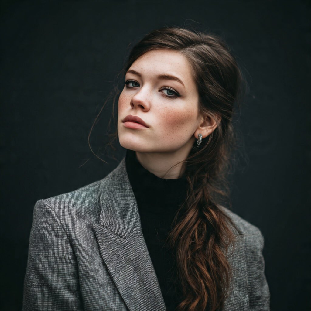 a realistic image of a woman wearing