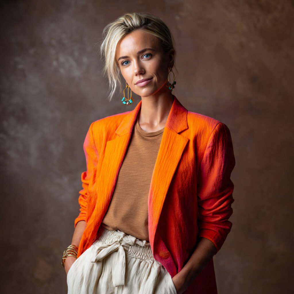 a realistic image of a woman wearing 4