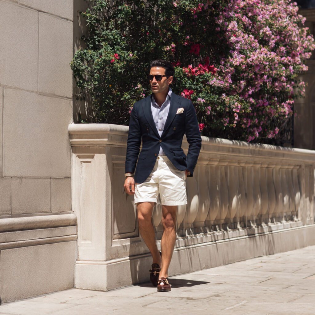 blazer shorts loafers summer smart