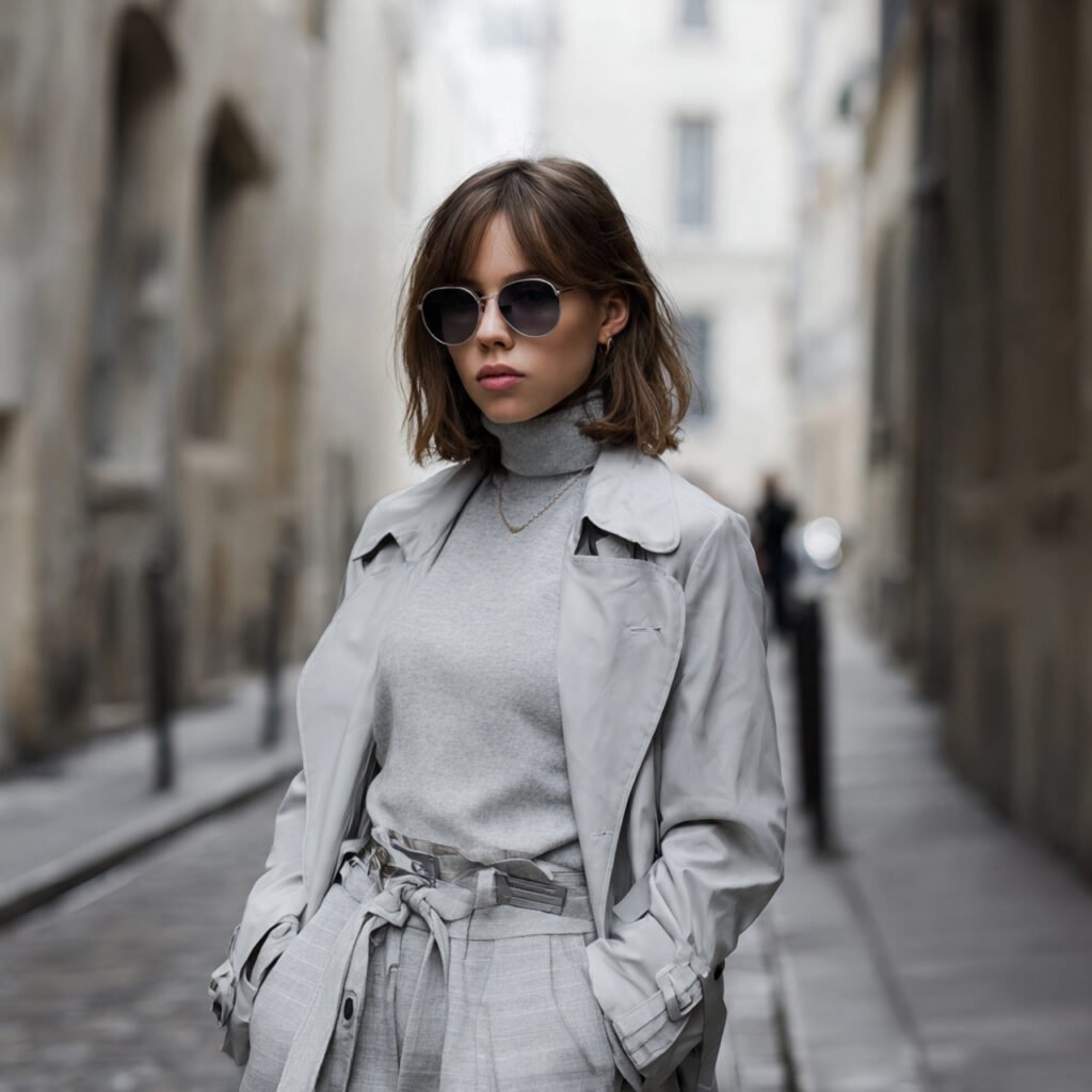 Winter Baddie Outfits: 17 Cold-Weather Looks That Serve Attitude, Warmth & Luxury 8 cool girl clean look with grey matching set