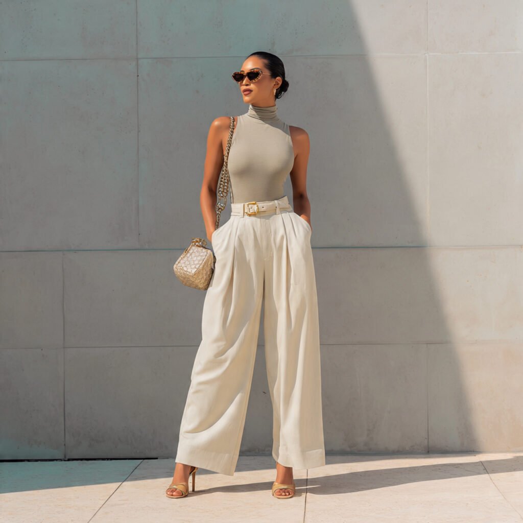 fitted bodysuit wide leg pants clean 1