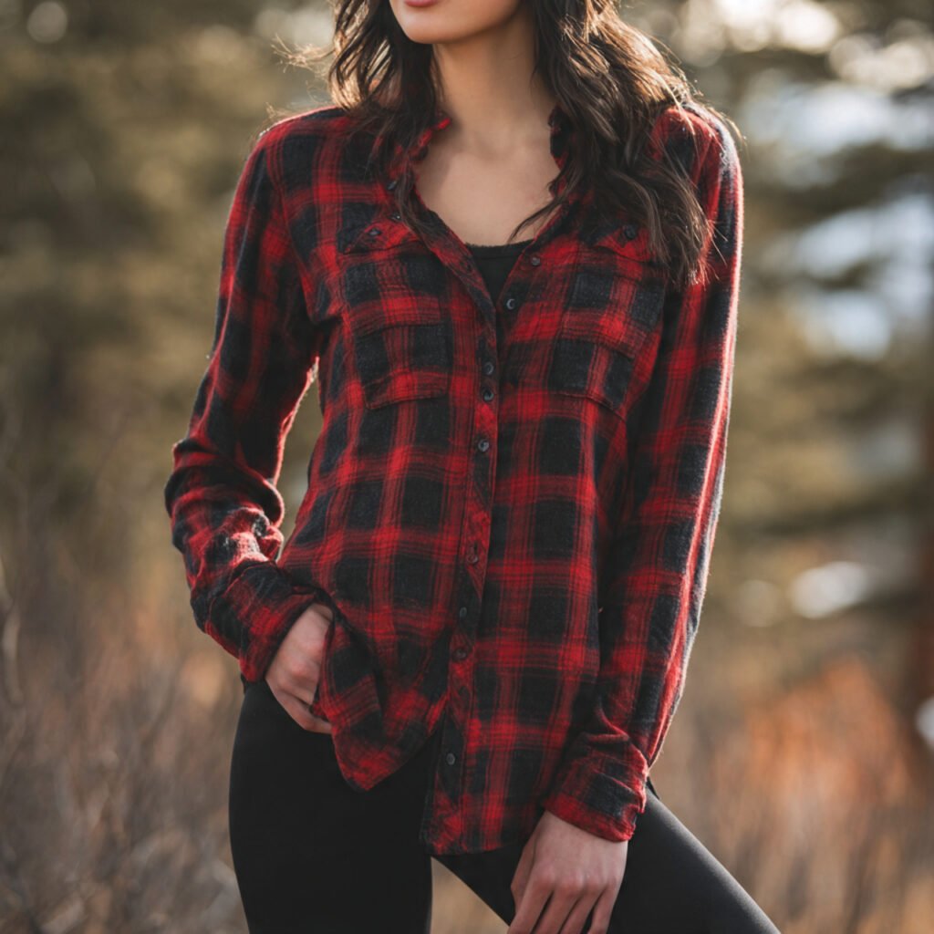 flannel shirt with black leggings with real