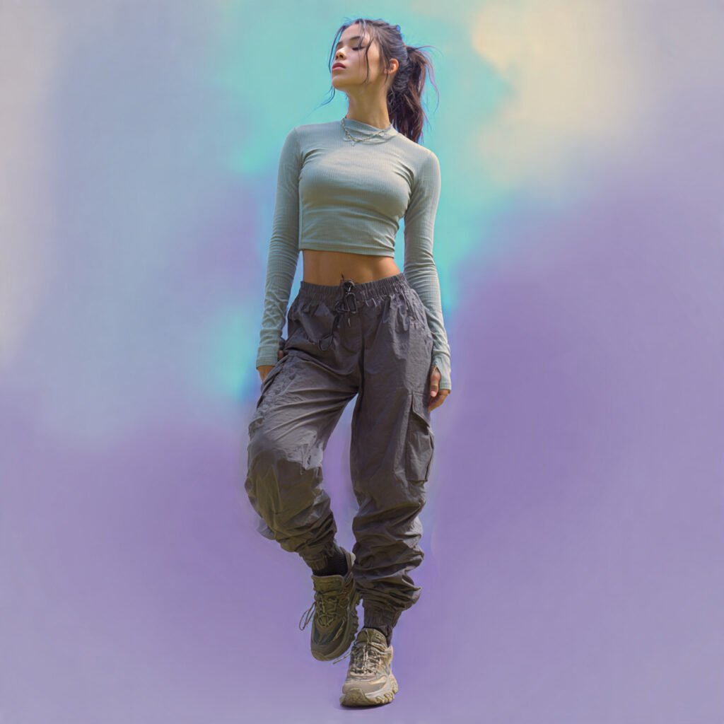 Comfy School Outfits: 15 Easy, Cute Looks That Stay Comfortable from First Period to Last 10 girl on thermal top cargo pants