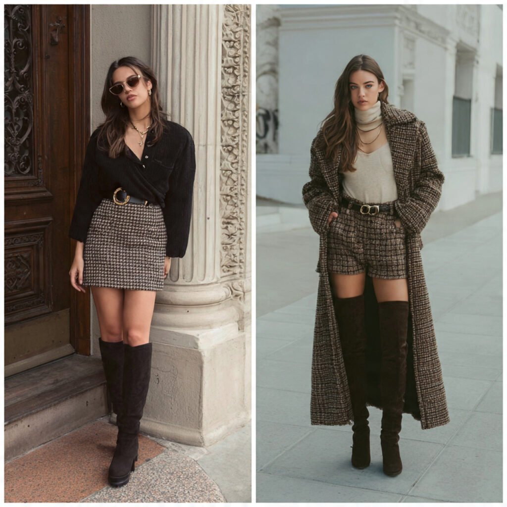 Winter Baddie Outfits: 17 Cold-Weather Looks That Serve Attitude, Warmth & Luxury 7 mini skirt tall boots oversized