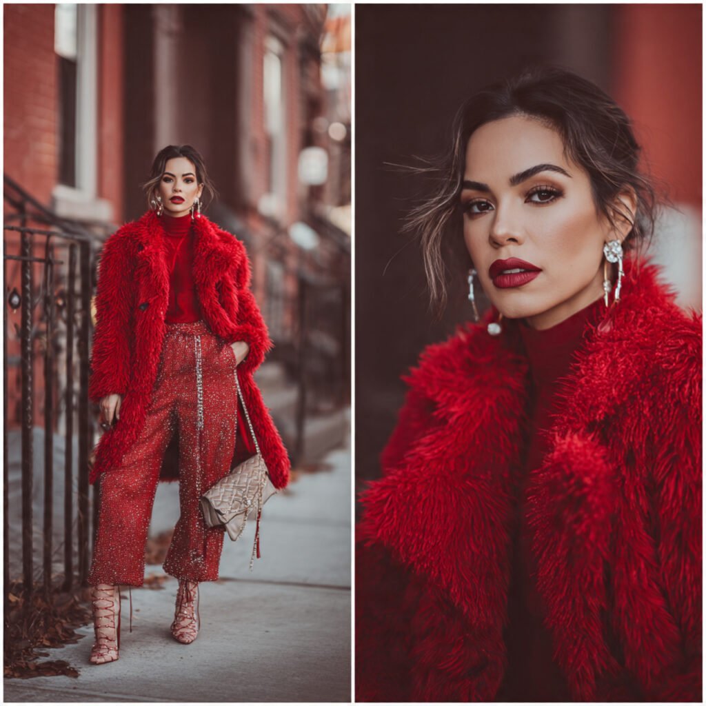 Winter Baddie Outfits: 17 Cold-Weather Looks That Serve Attitude, Warmth & Luxury 13 red statement coat neutral base holiday 1