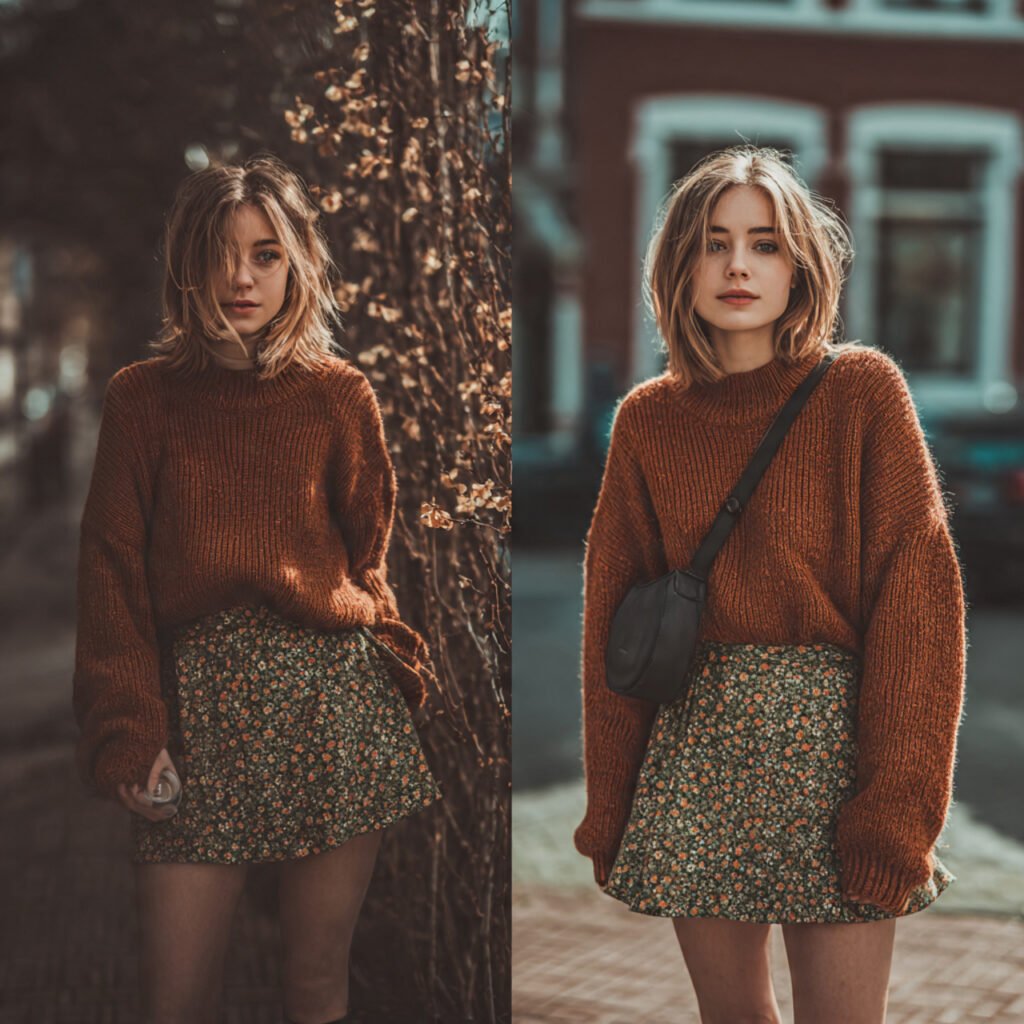sweater and mini skirt combo with real 1