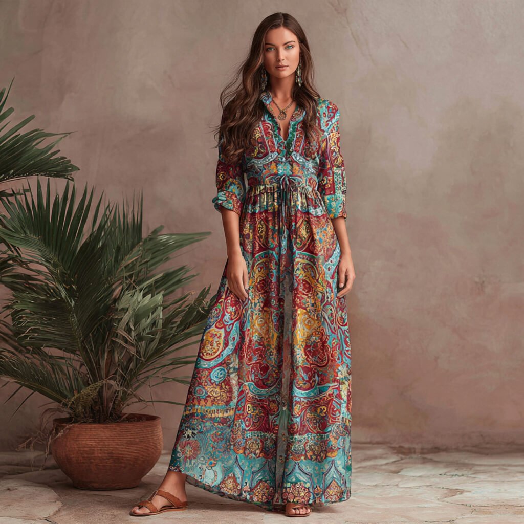 the classic boho maxi dress with cozy 2