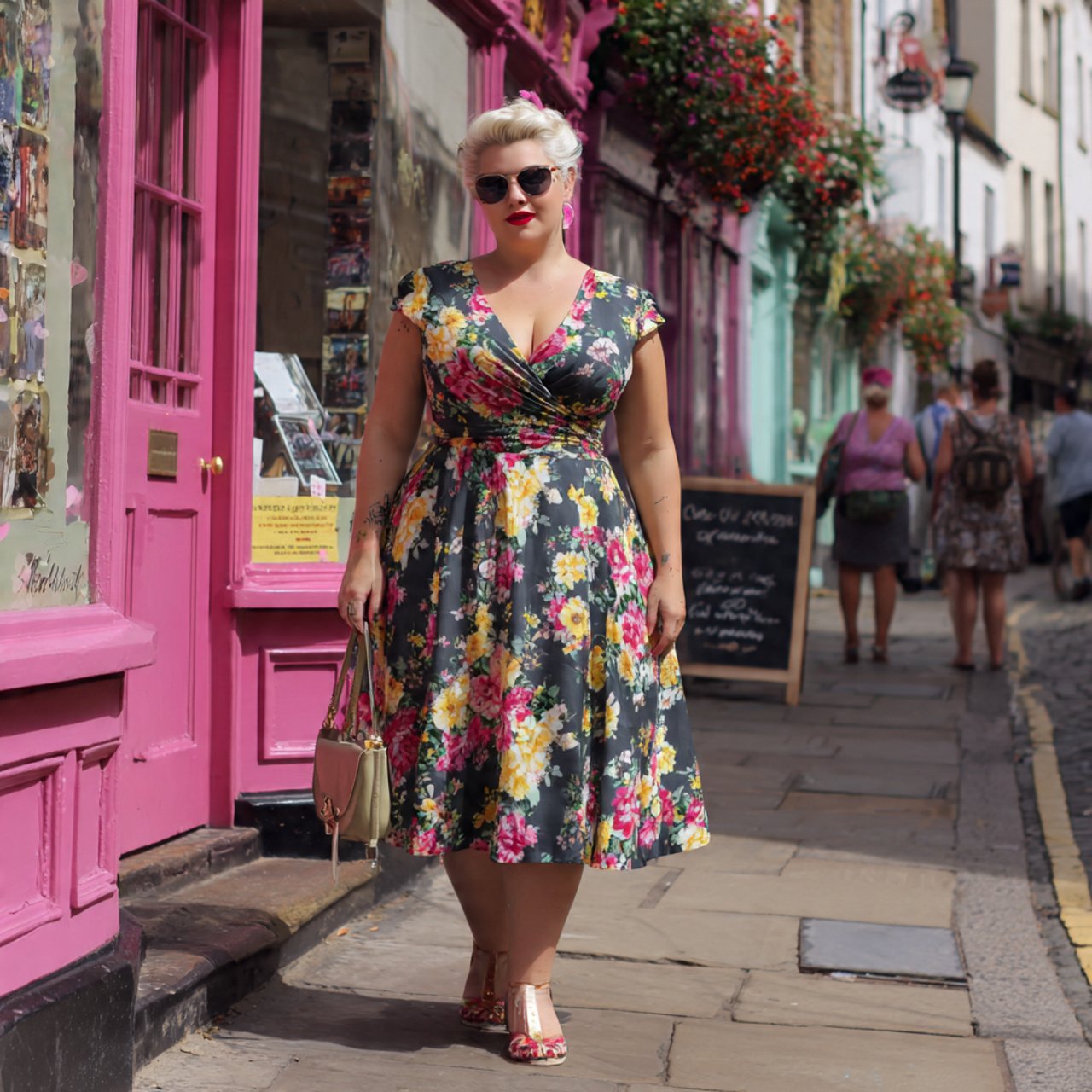 a plus size beautiful woman image wearing modern f