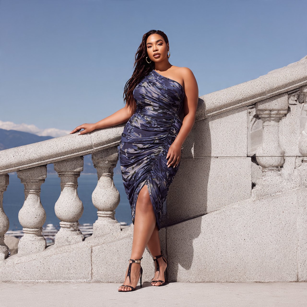 a plus size beautiful woman image wearing one shou