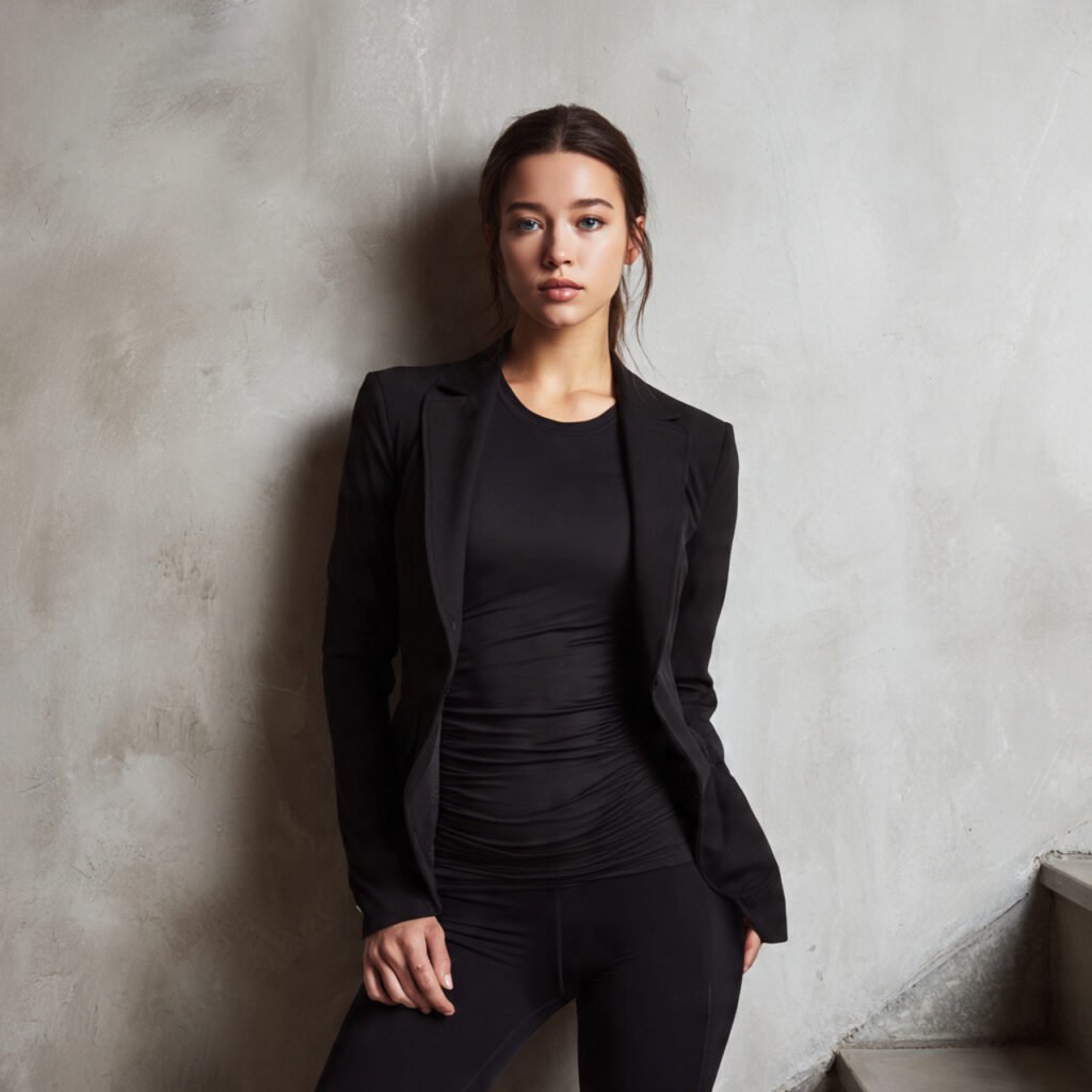 all black base layer blazer monochrome depth for w
