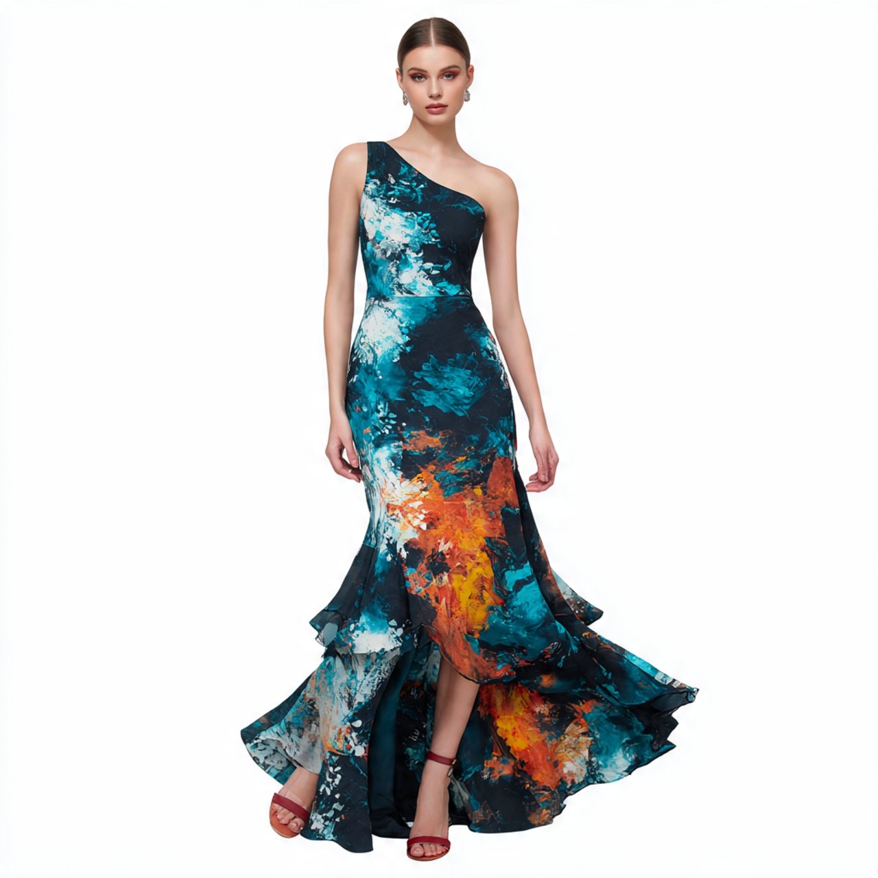 asymmetrical one shoulder maxi dress with attracti