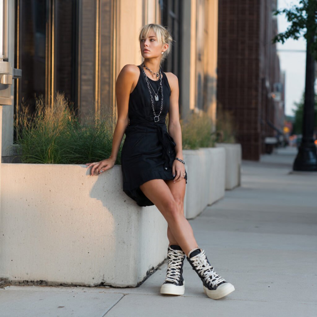 athleisure dress high top sneakers