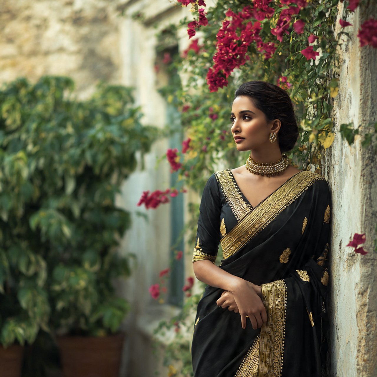 black saree wedding guest dress indian style with