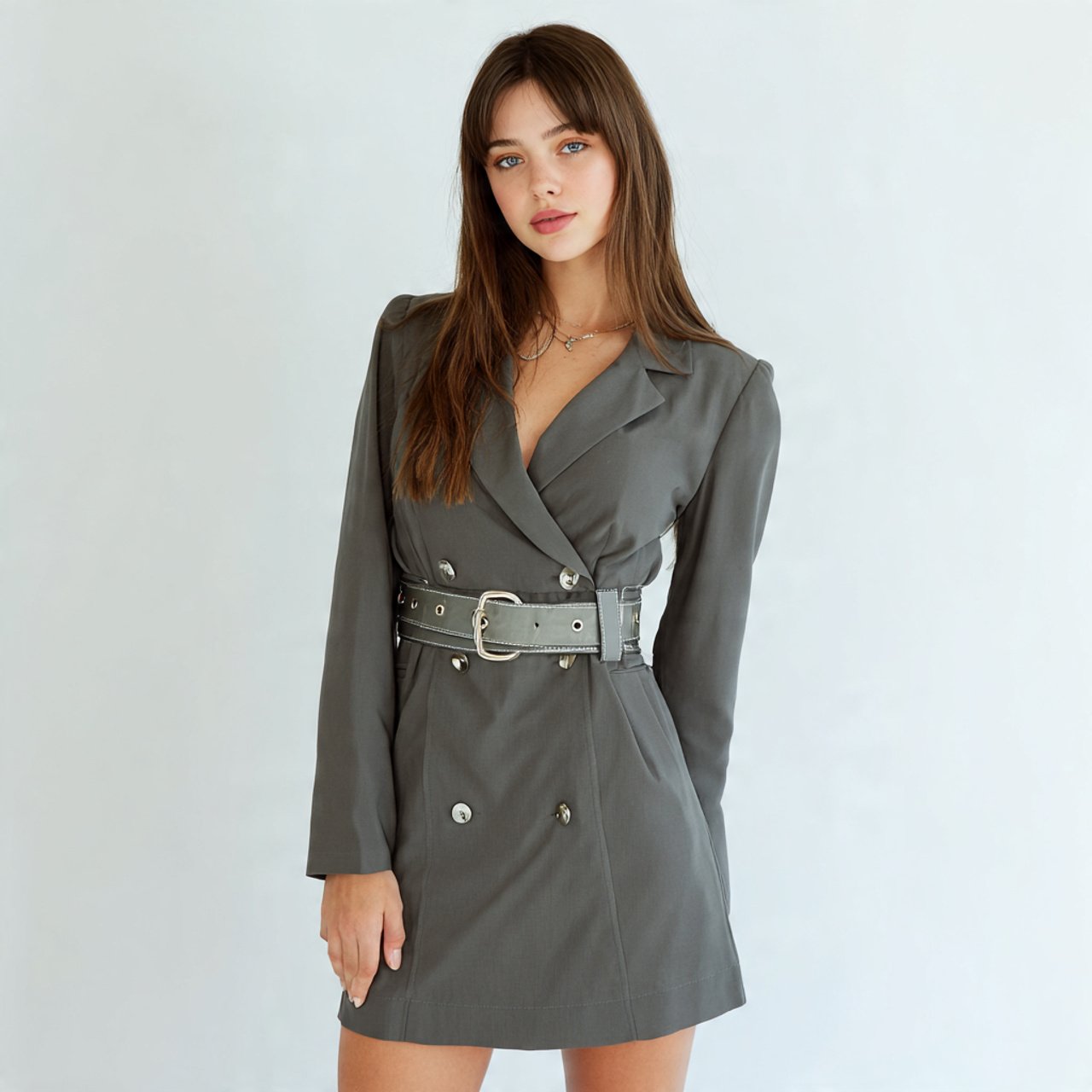 blazer dress with belted waist