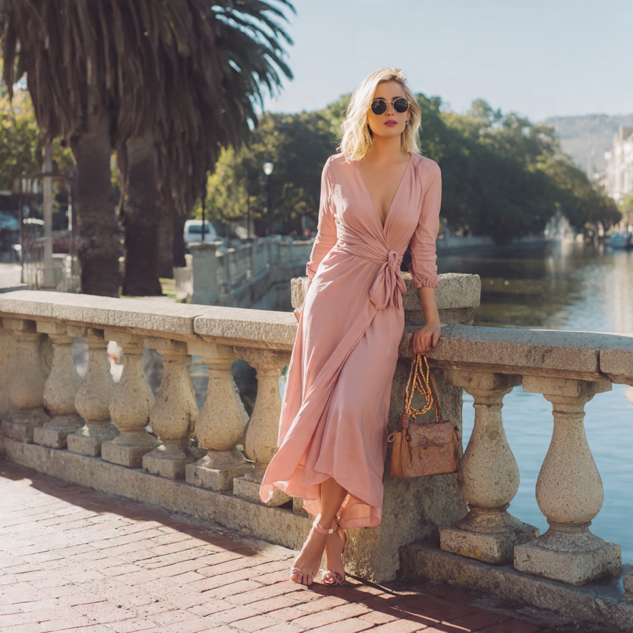 blush pink wrap dress