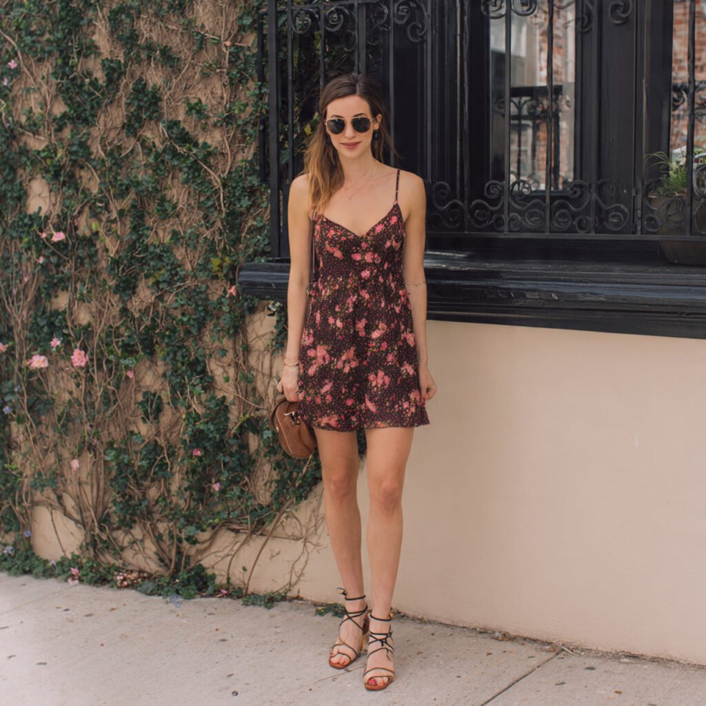 cami dress with strappy flats