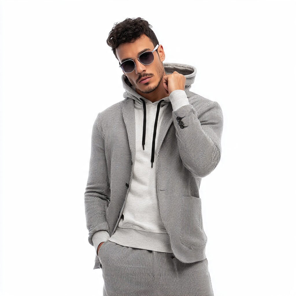 casual hoodie with blazer