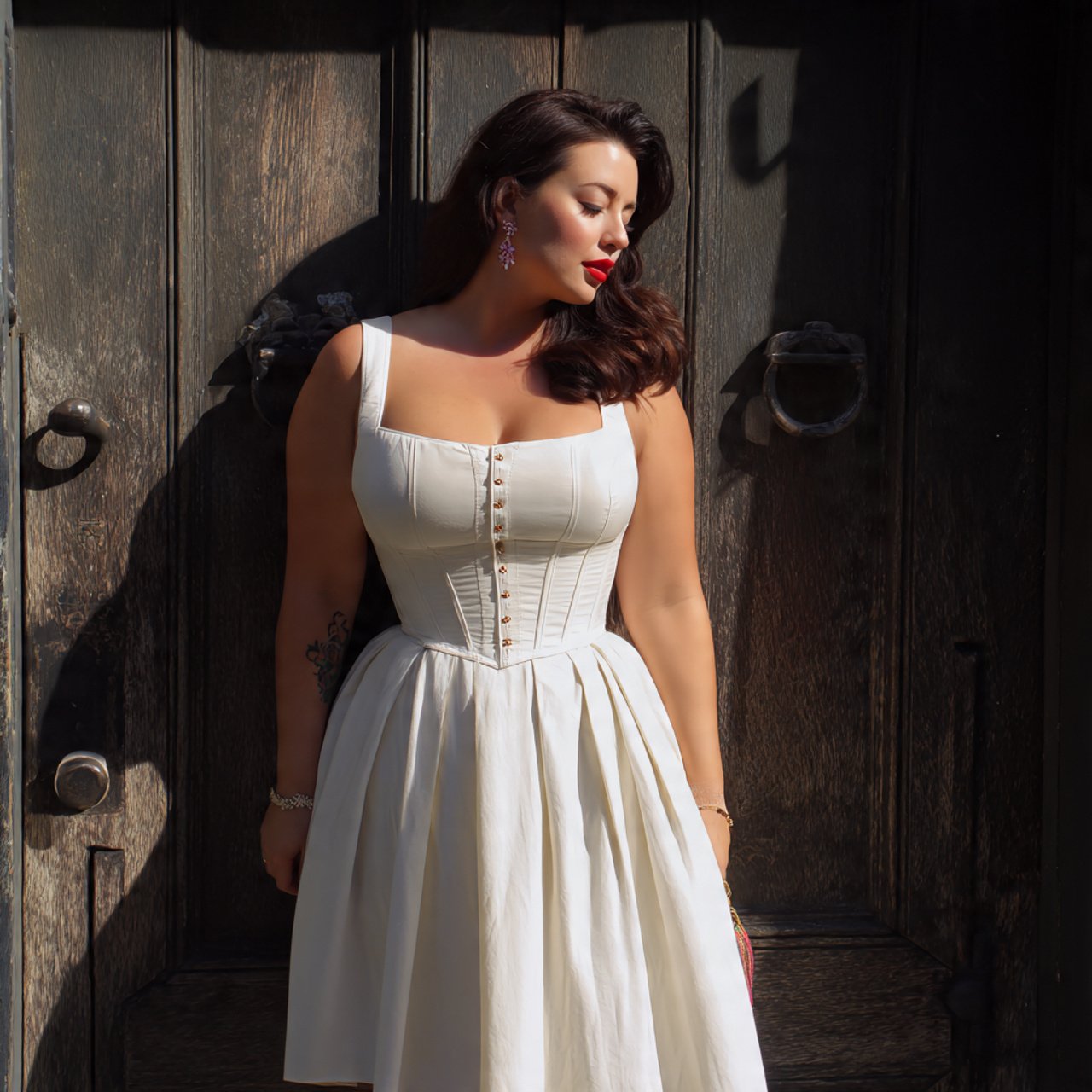 create a plus size beautiful woman image wearing s 1