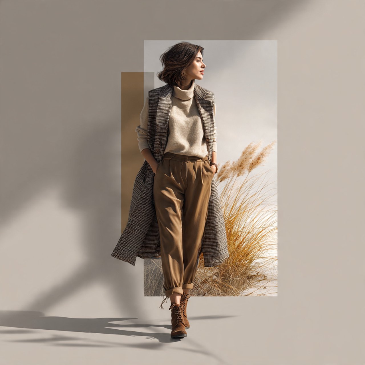 create a woman image wearing longline vest fitted