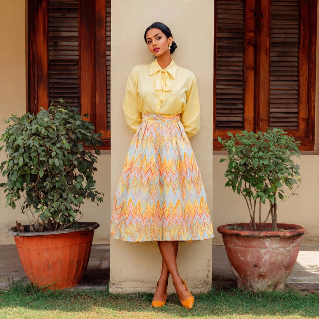 flared skirt blouse combo