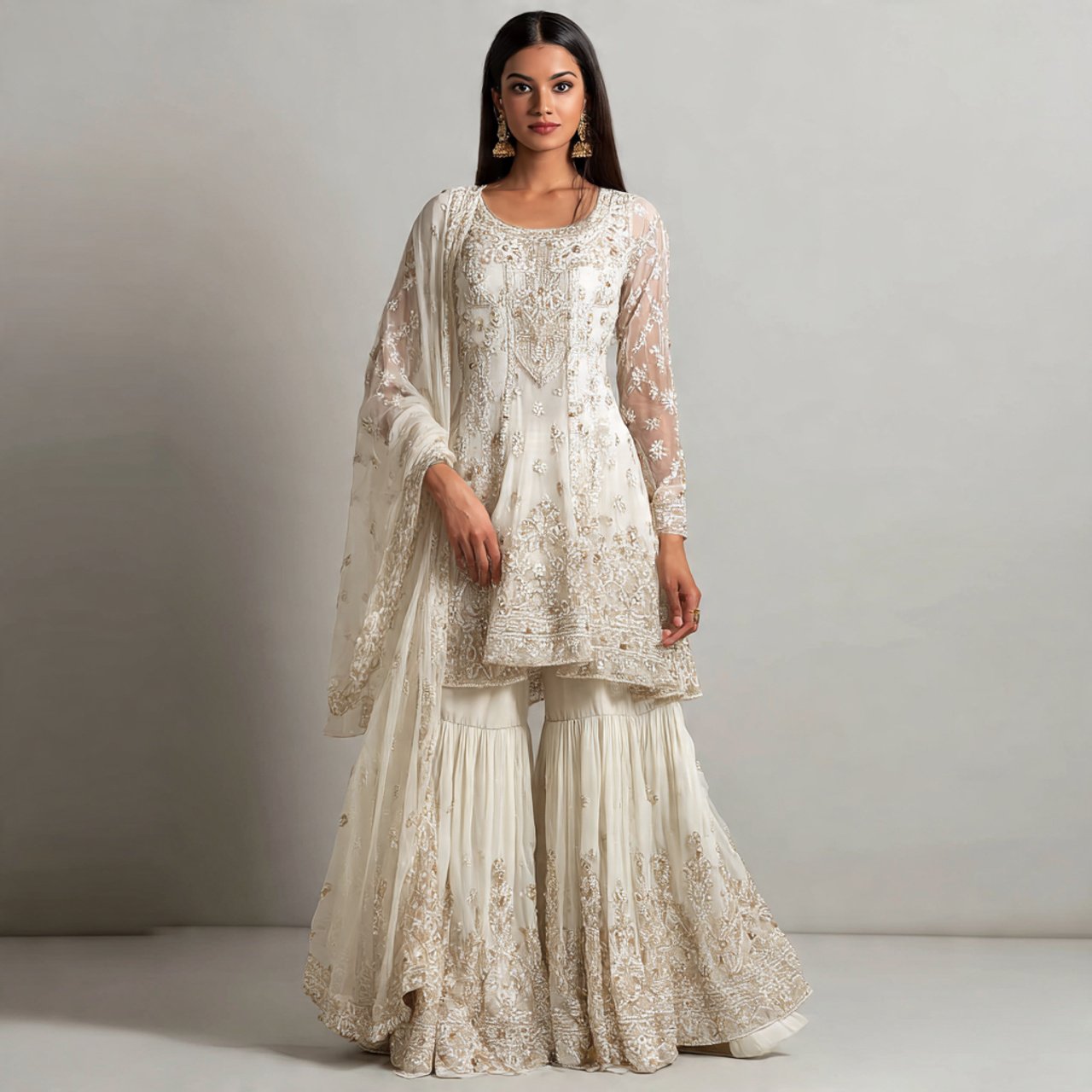 ivory sharara set as wedding guest dress indian st