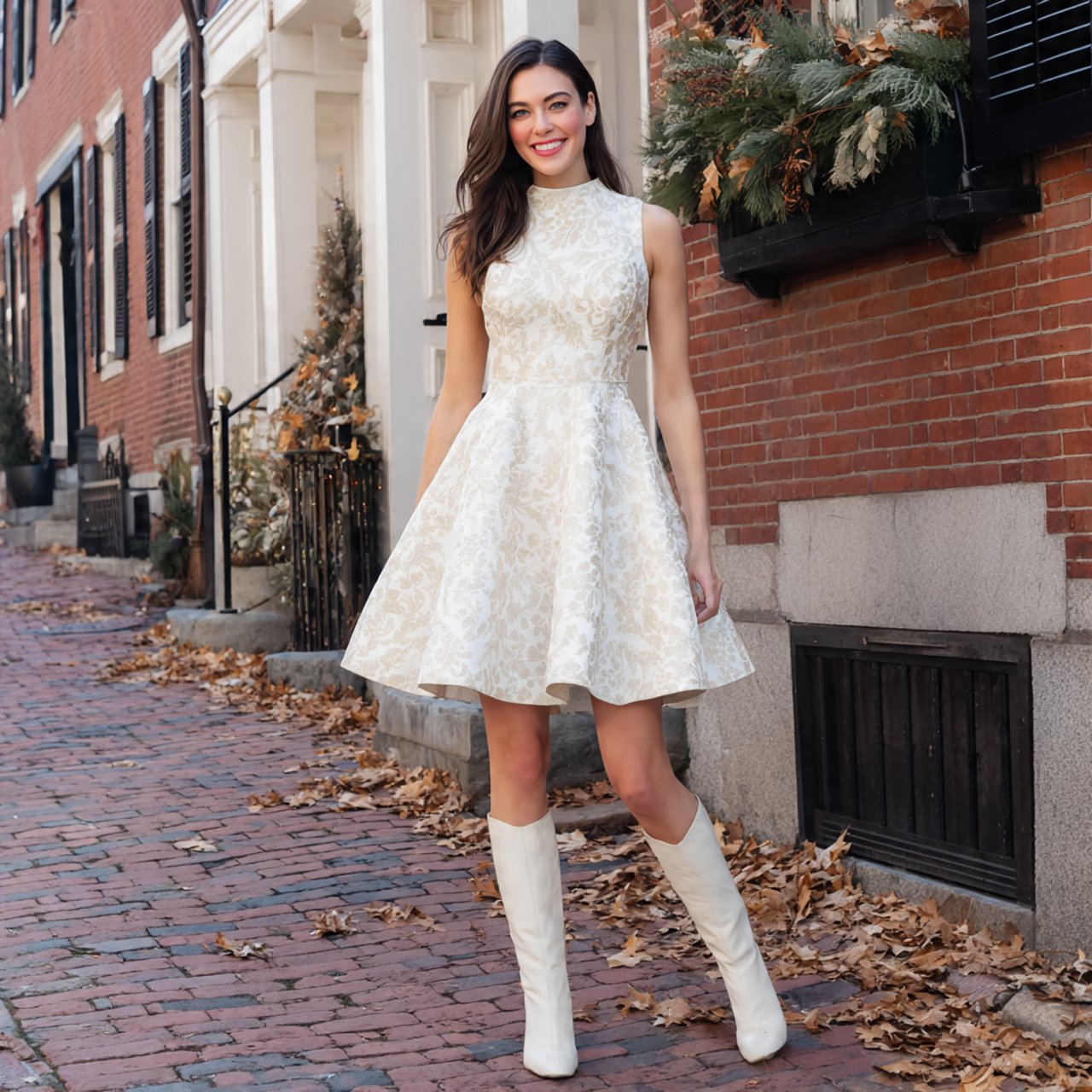 jacquard fit and flare above the knee with cozy ba