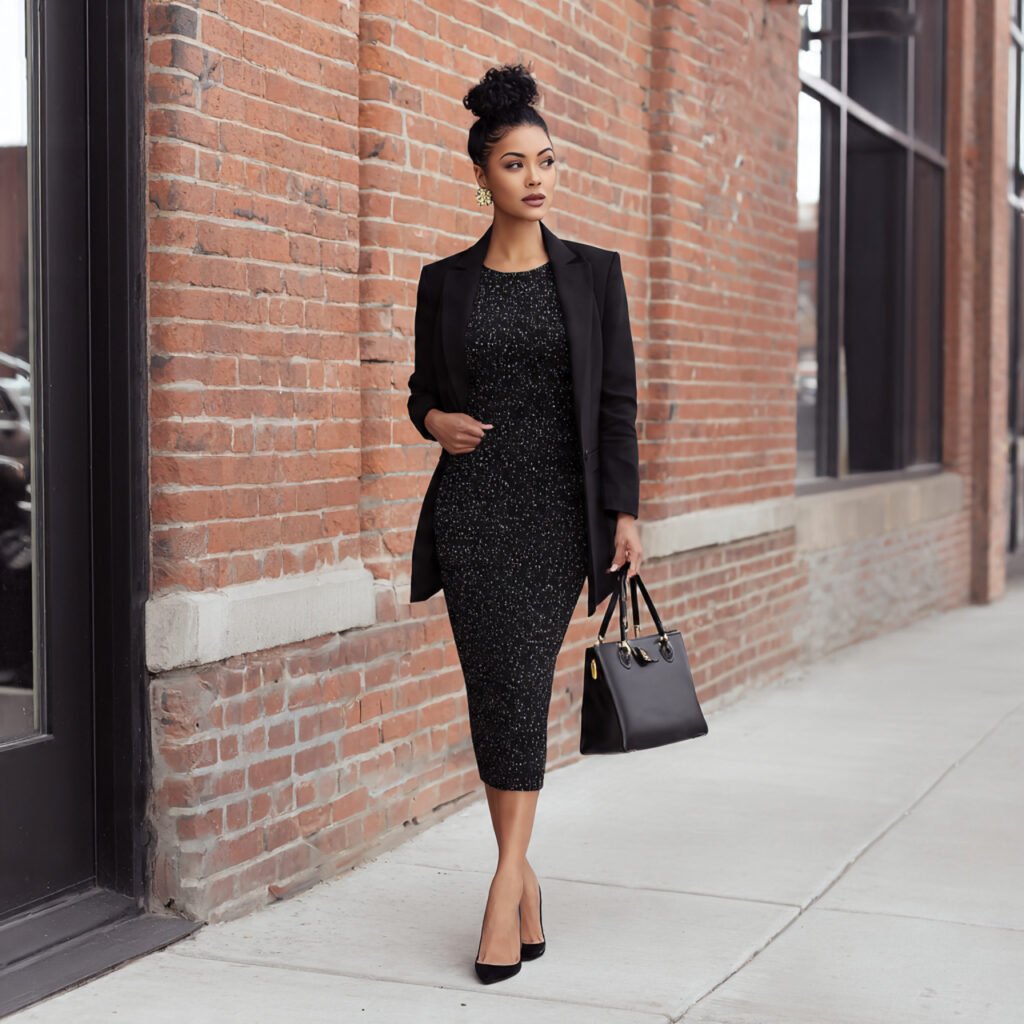 knit midi dress blazer comfort polished black blaz