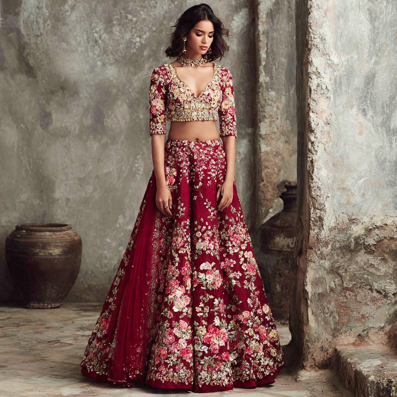 maroon panel lehenga wedding guest dress indian st 2
