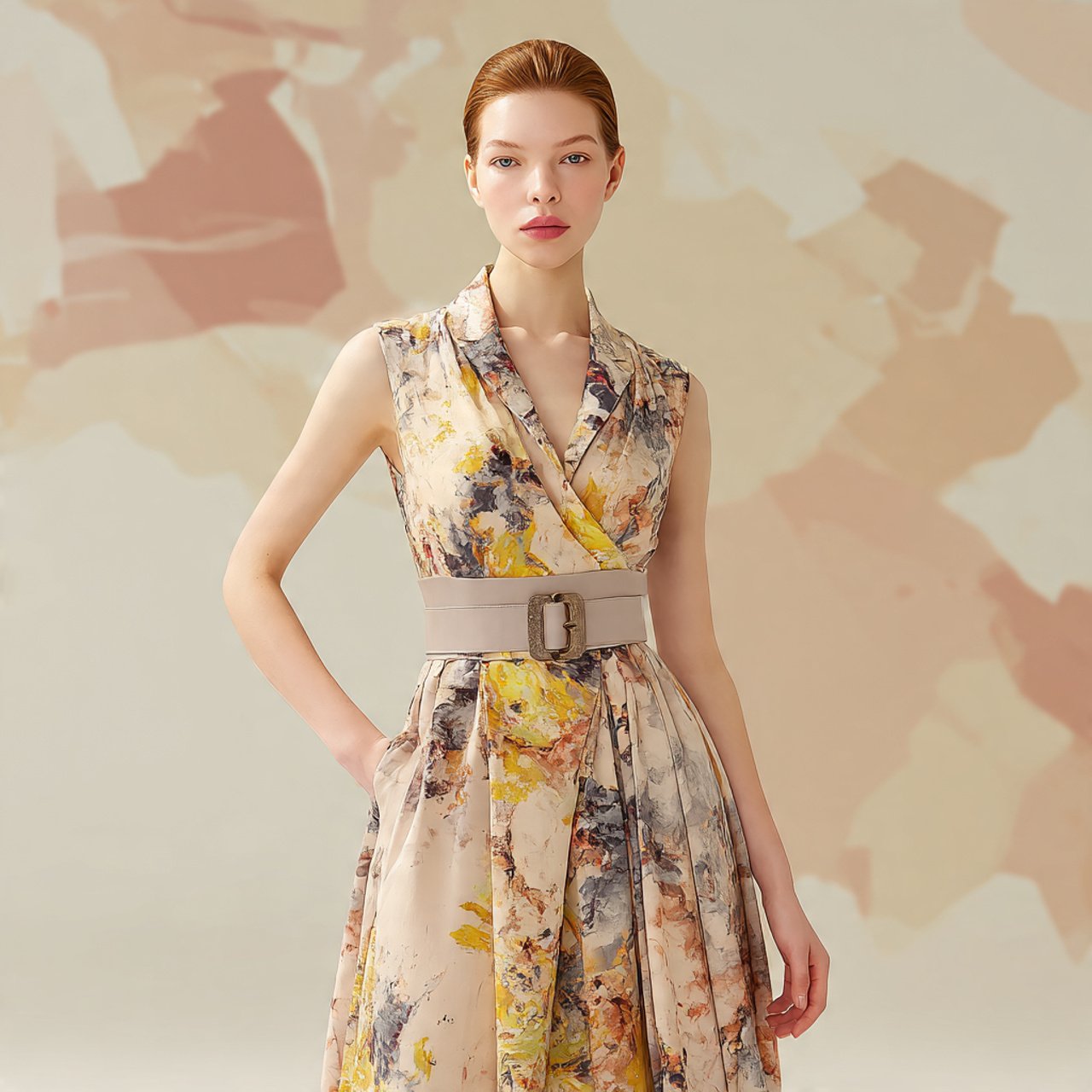 midi dress with subtle waist definition with cozy