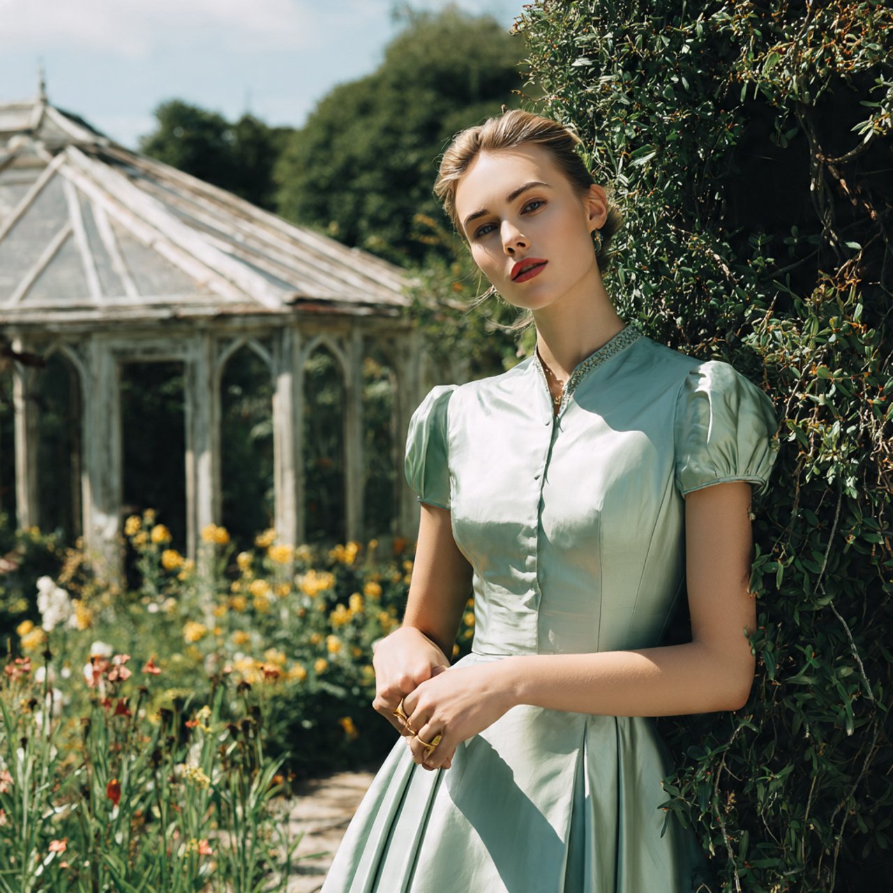 mint green tea length dress