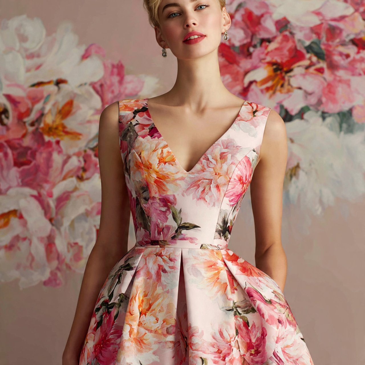 modern floral midi with defined waist with wedding