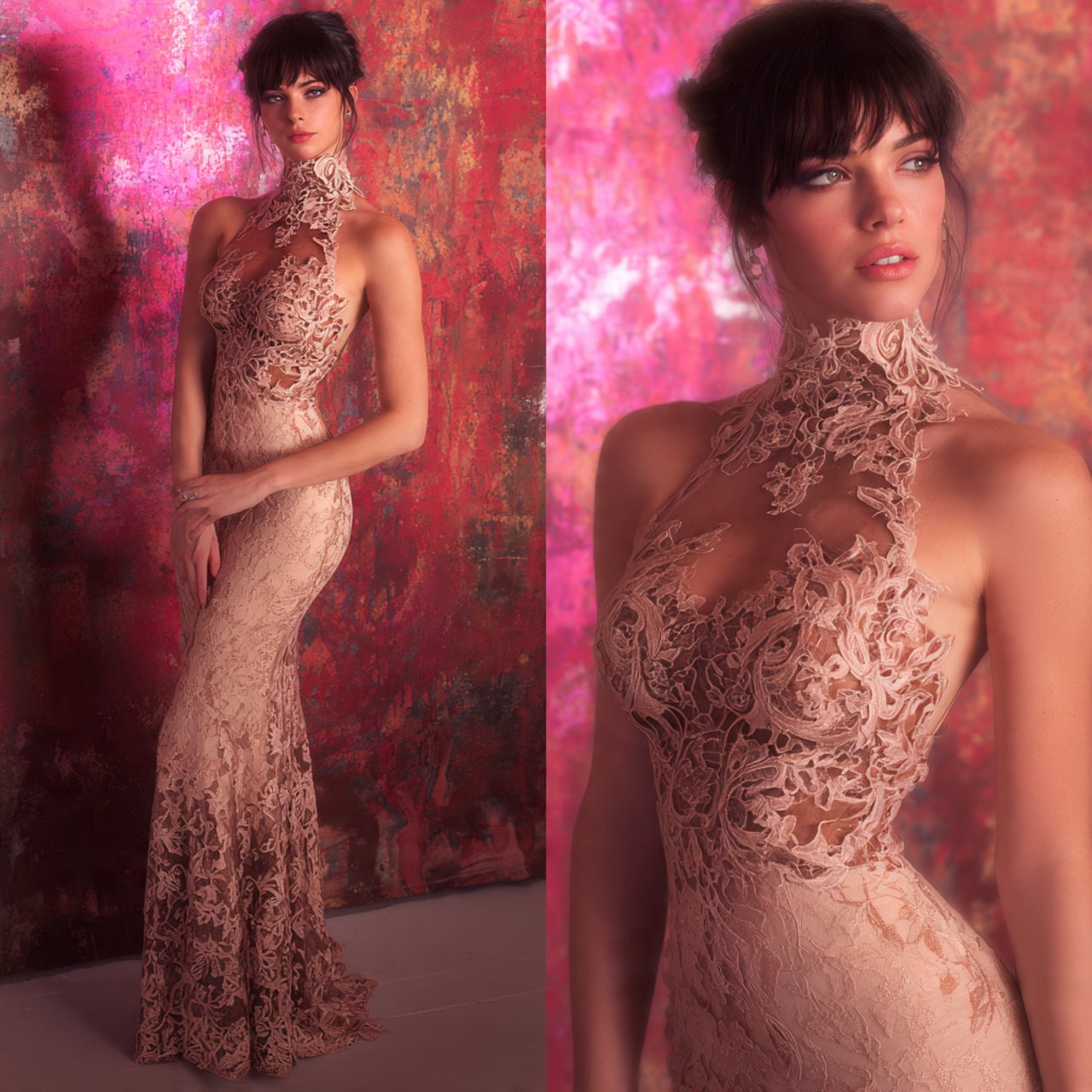 modern lace sheath with full lining with cozy back