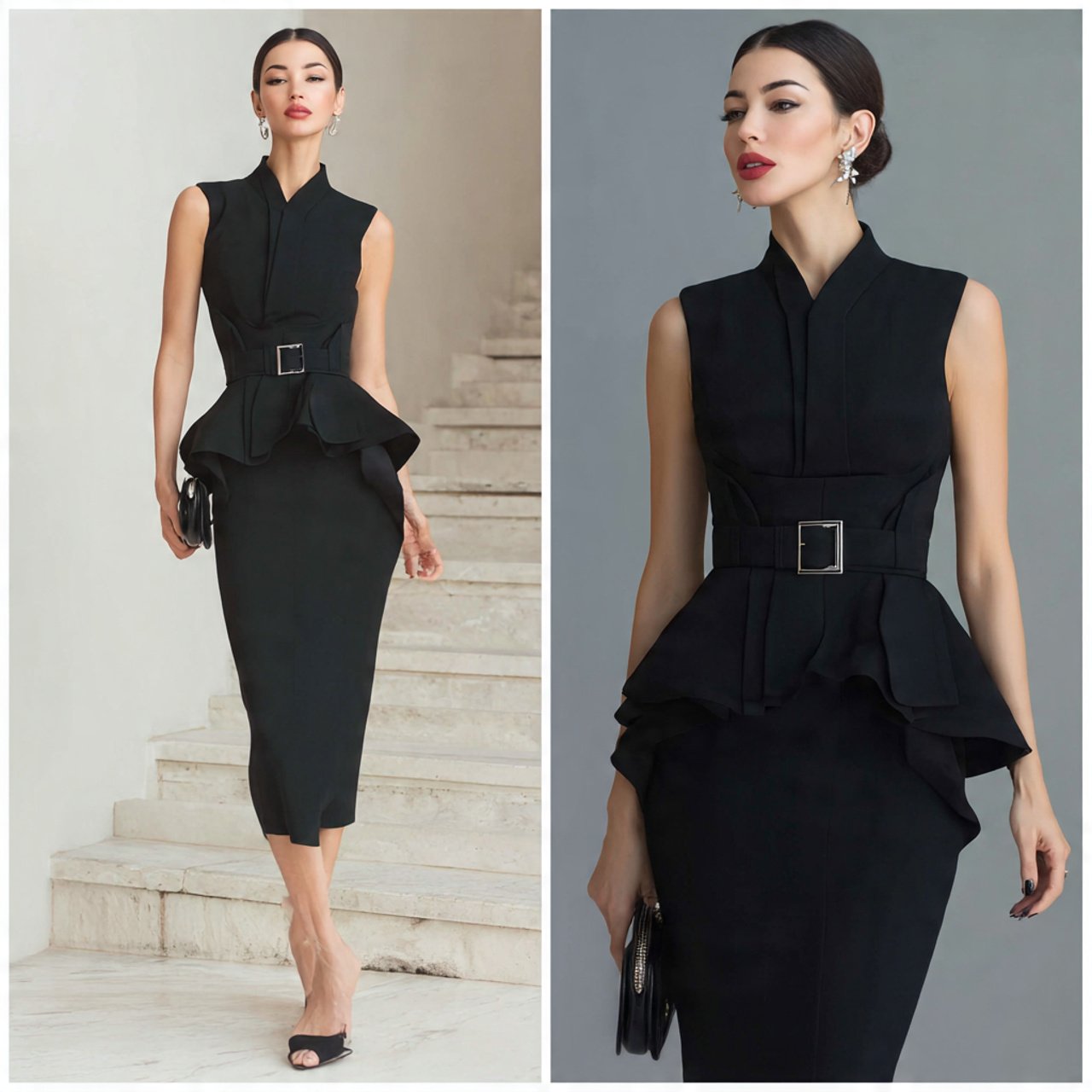 peplum waist midi for subtle sculpting 1