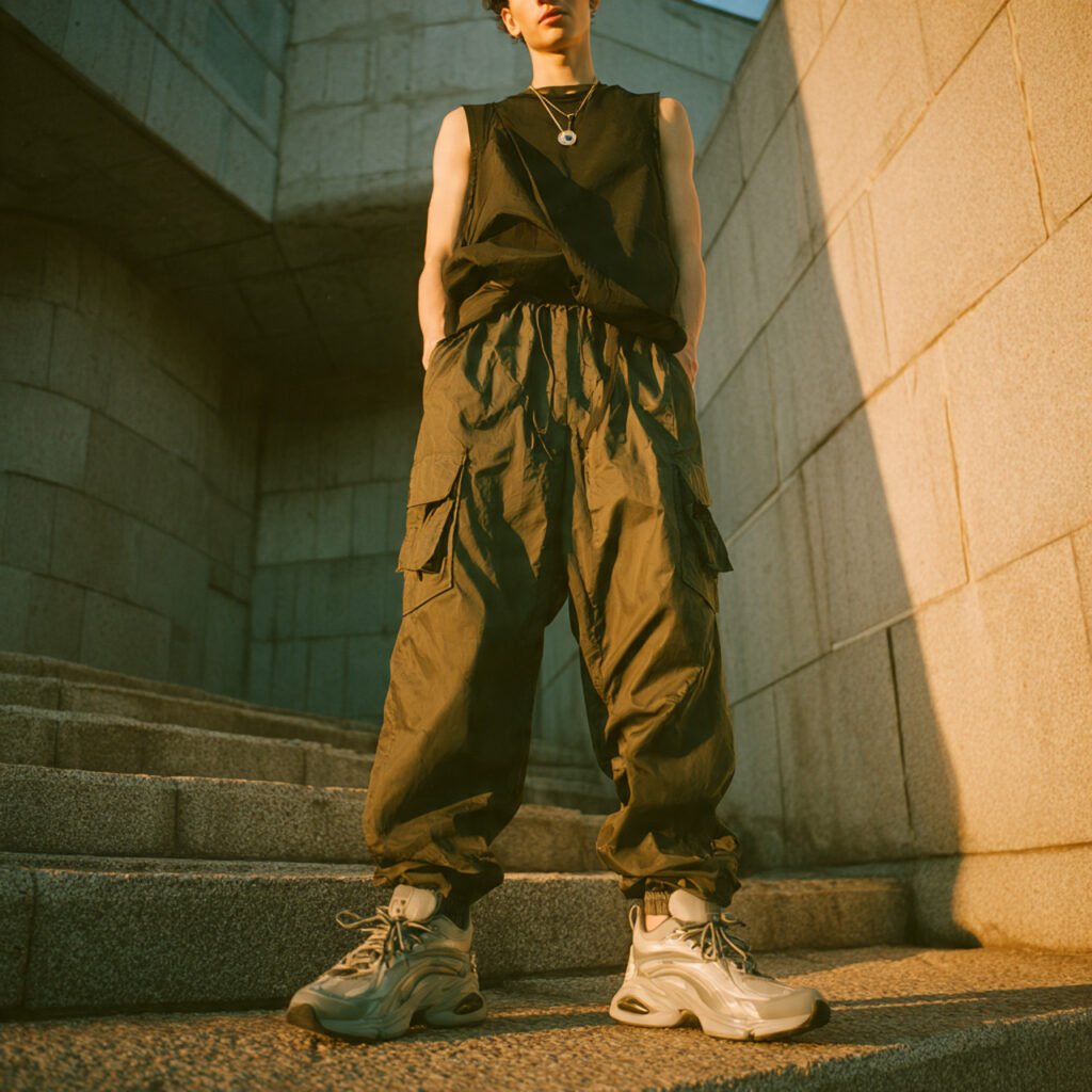 polished cargo pants sculpted top 1