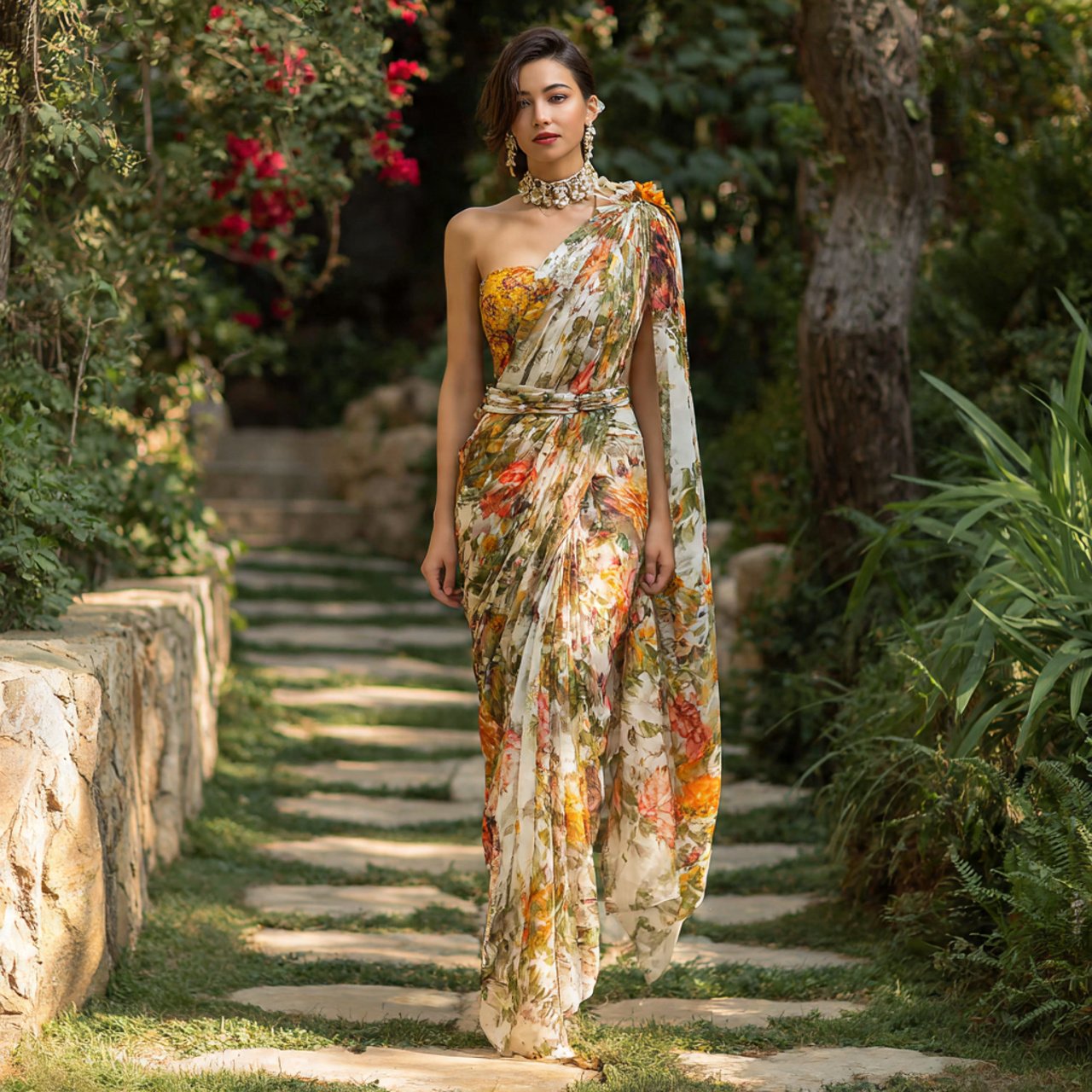 printed saree wedding guest dress indian style wit