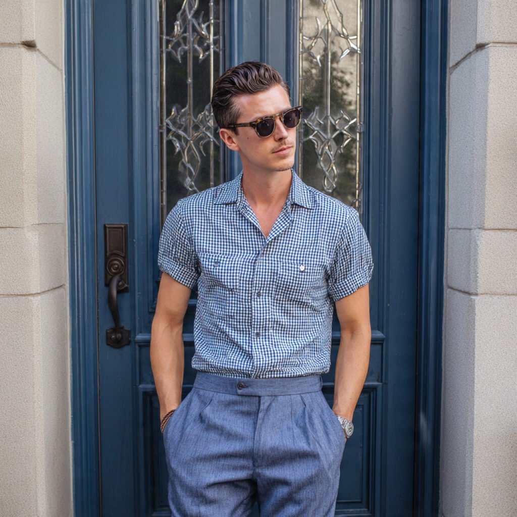 short sleeve button down chinos