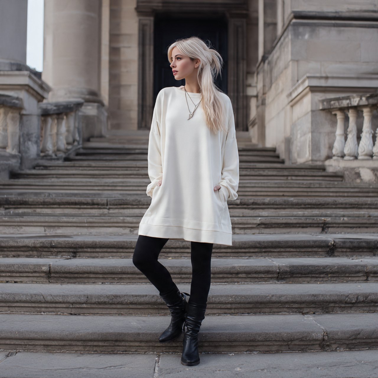 soft tunic dress with leggings