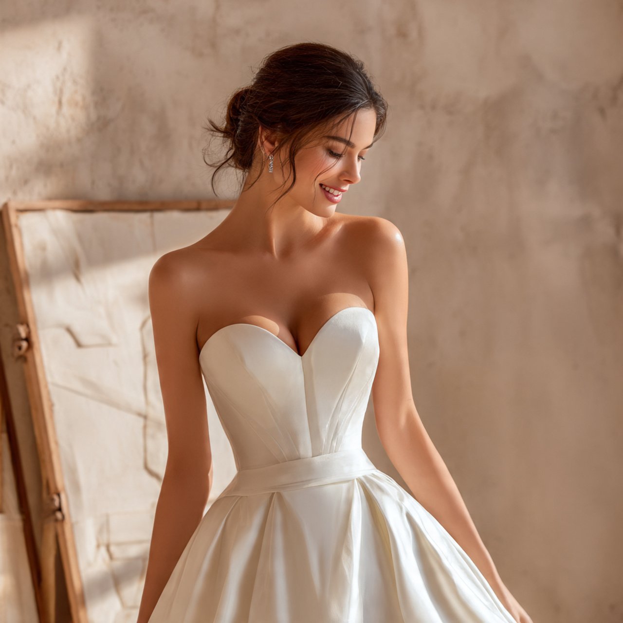 structured satin ballgown with sweetheart neckline