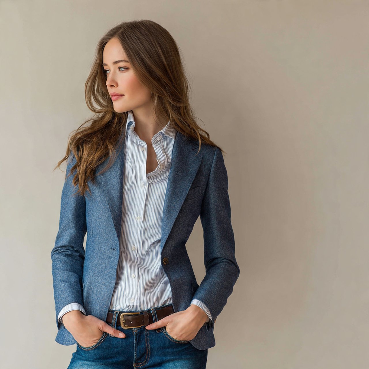 tailored blazer denim jeans for women
