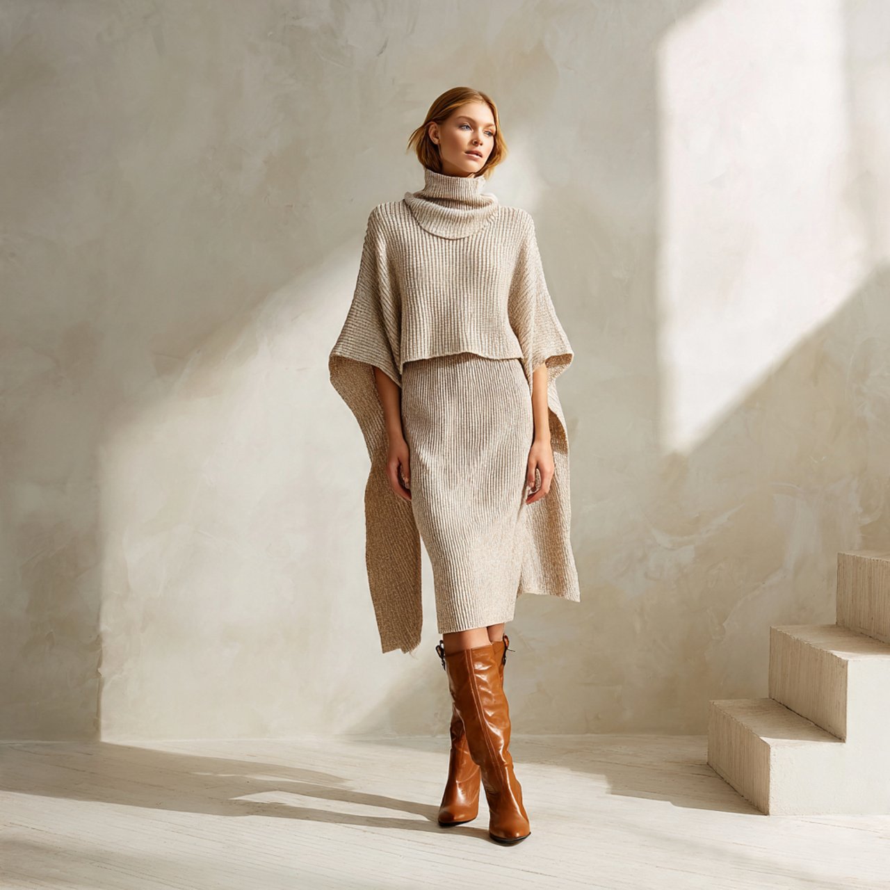 the cape sleeve modern midi with cozy background