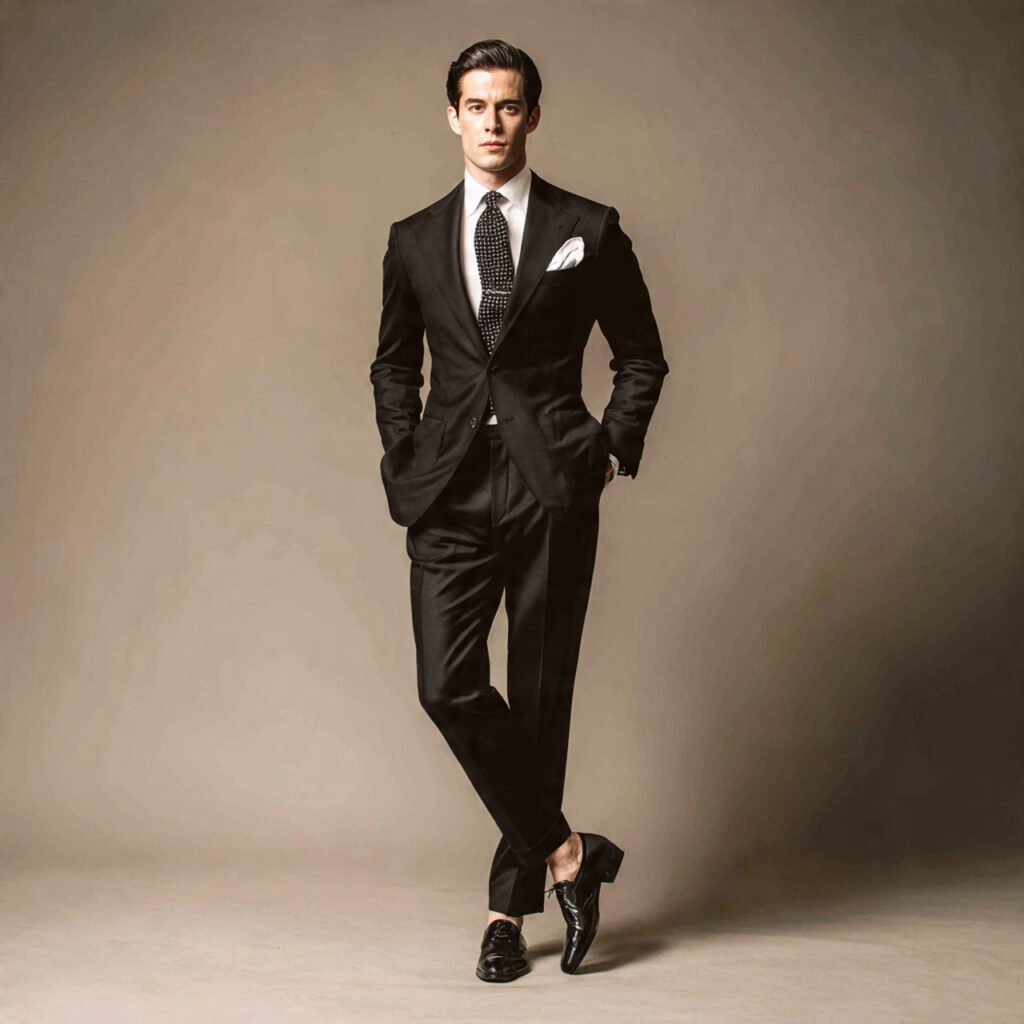 the classic black suit for men