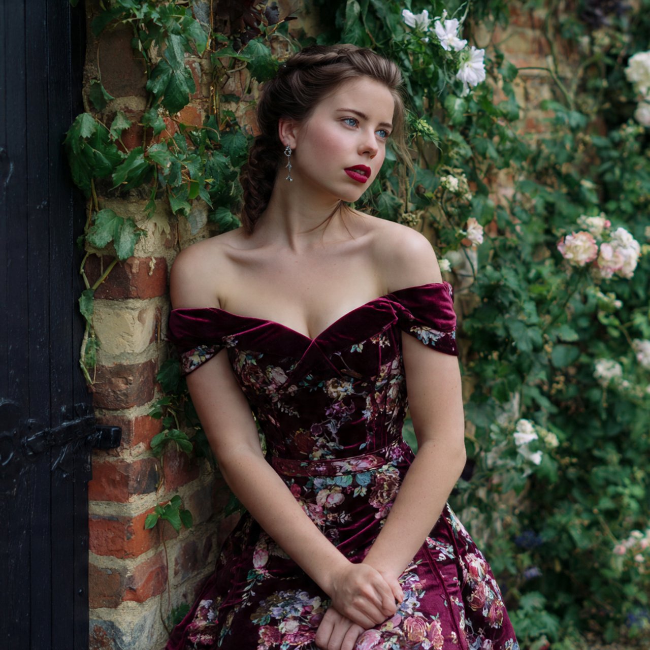 the velvet off shoulder midiwith wedding backgroun