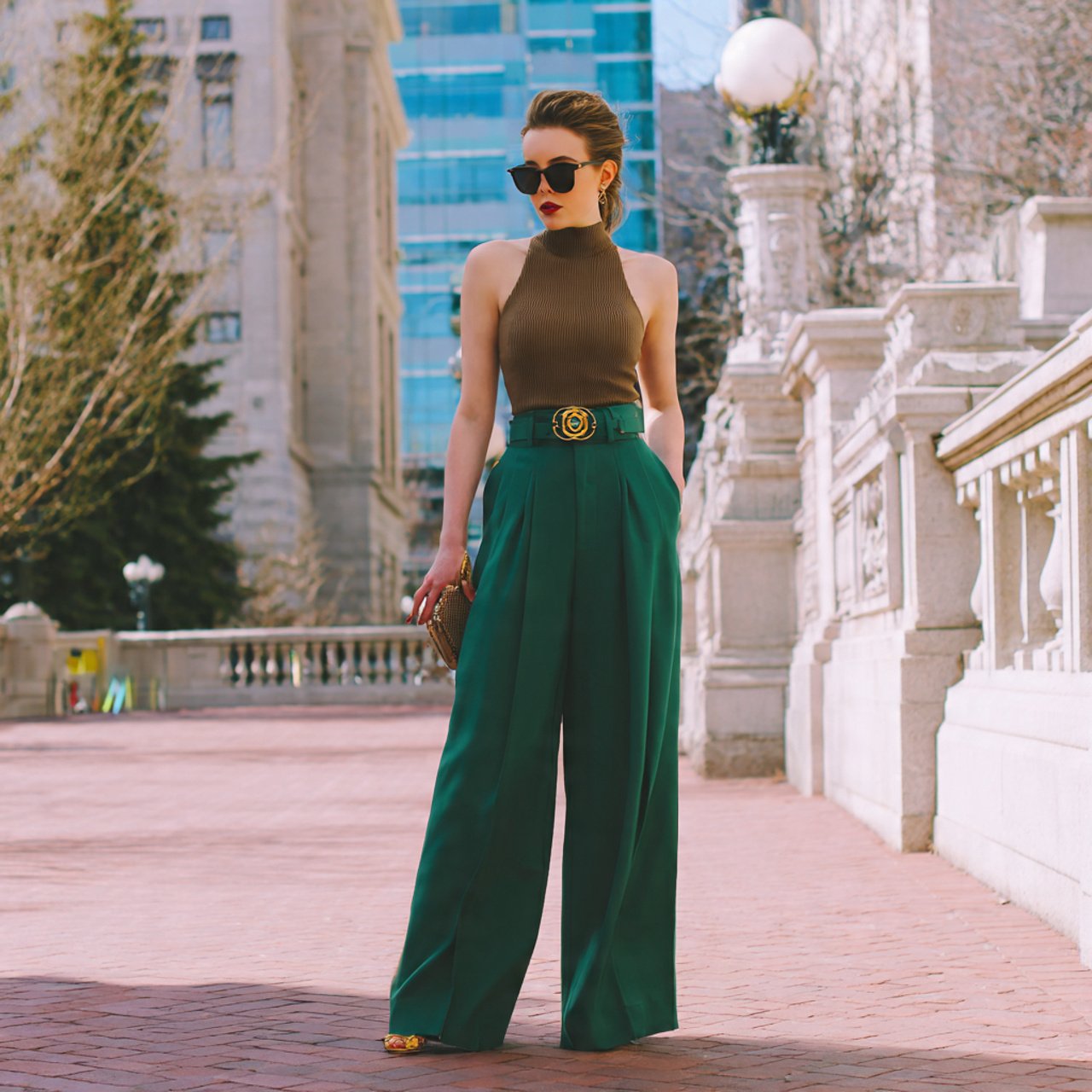 wide leg trousers sculpting bodysuit 1