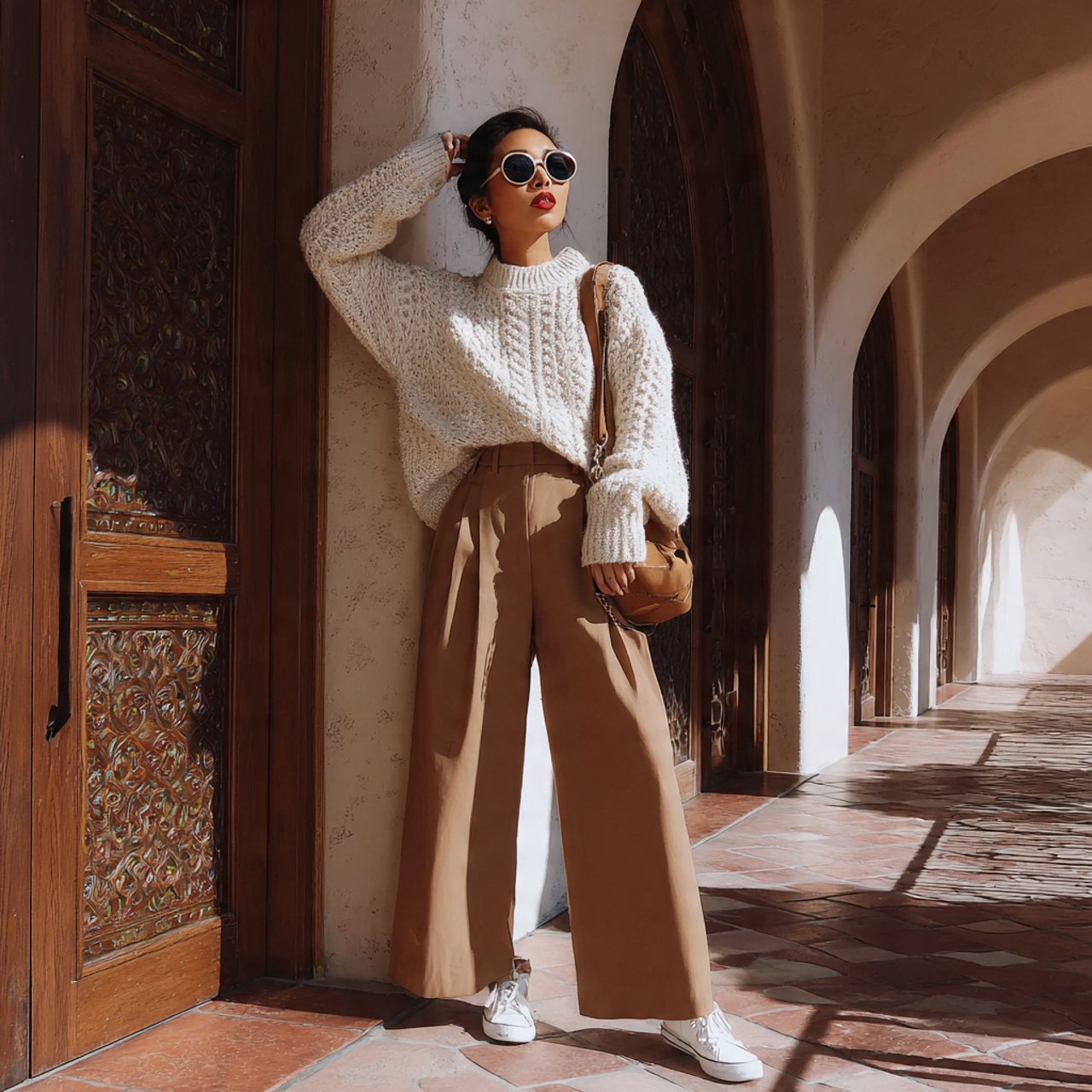 wide legged trousers knit top