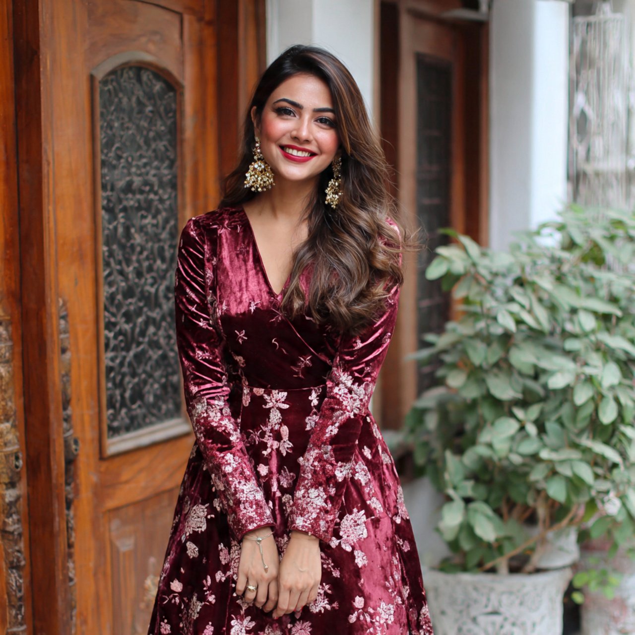 wine velvet kurta wedding guest dress indian style